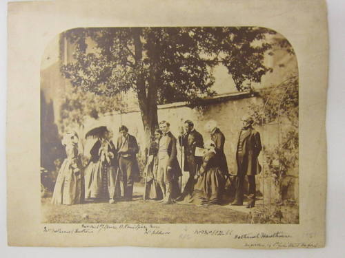 Group in garden with Nathaniel Hawthorne