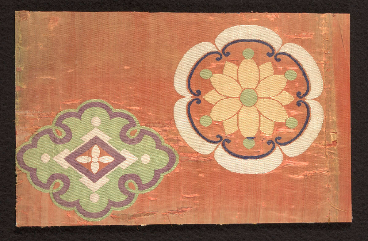 Fragment from Nō robe (atsuita type) with floral crest design