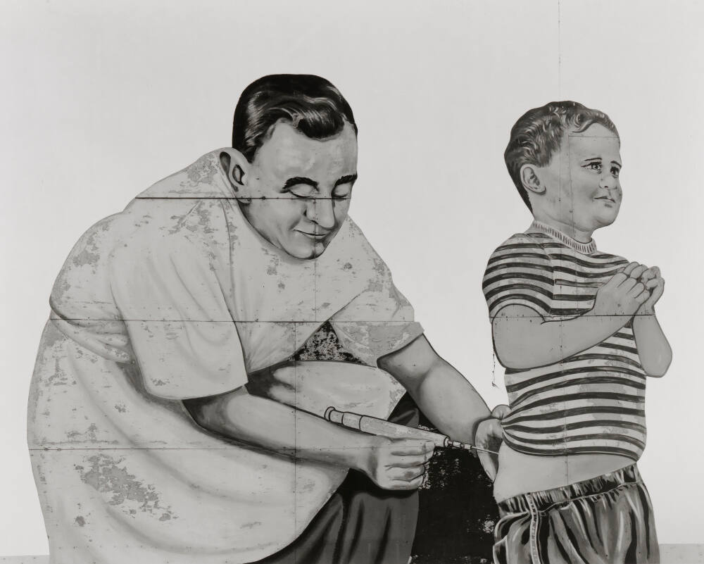 Detail, Boy Getting an Inoculation Sign. US 20, Idaho Falls, Idaho
