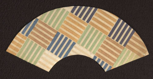 Fan-shaped fragment from Nō robe (atsuita type) with fortune teller sticks design (sangikuzushi)