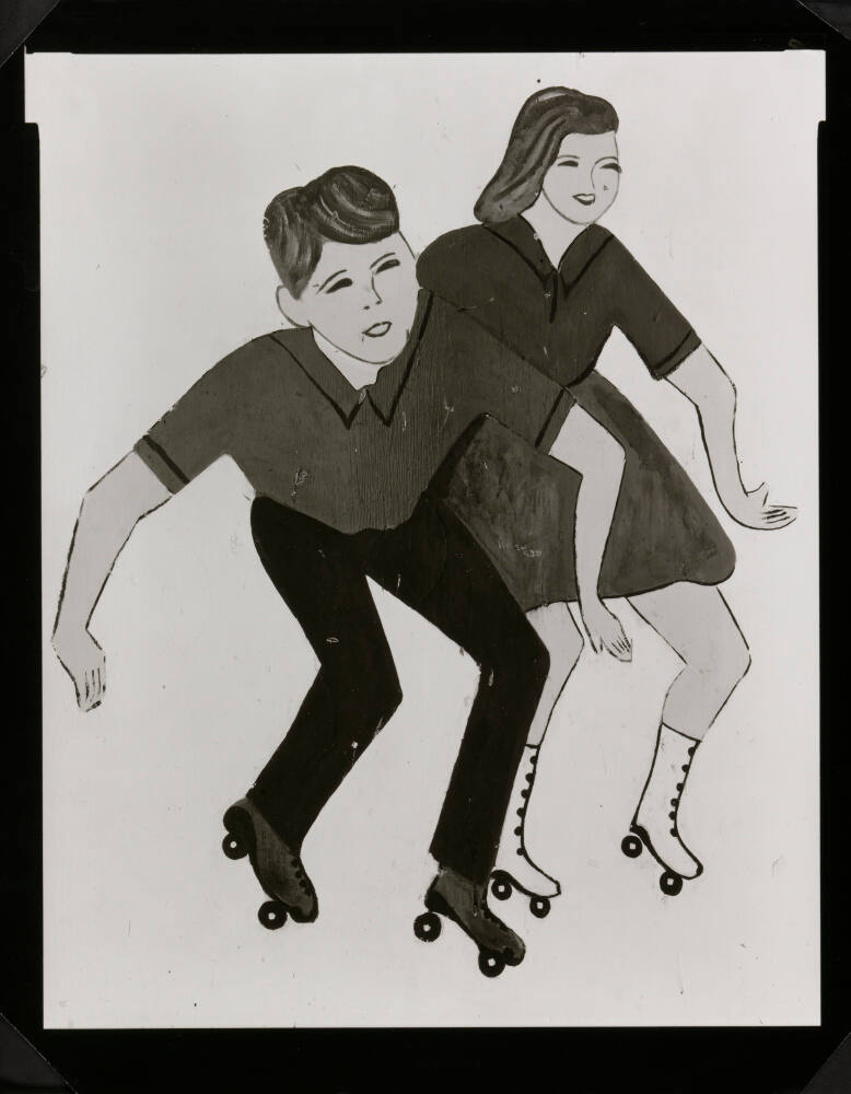 Roller Skating Couple Painting on Wall. US 190, Hammond, Louisiana