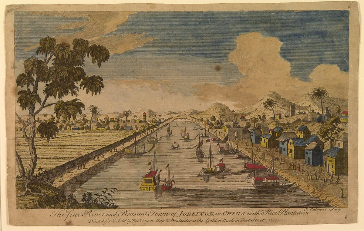 The Fine River and Town of Joesiwoe in China, with a Rice Plantation