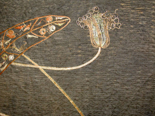 Fragment from kosode with flower and leaves design