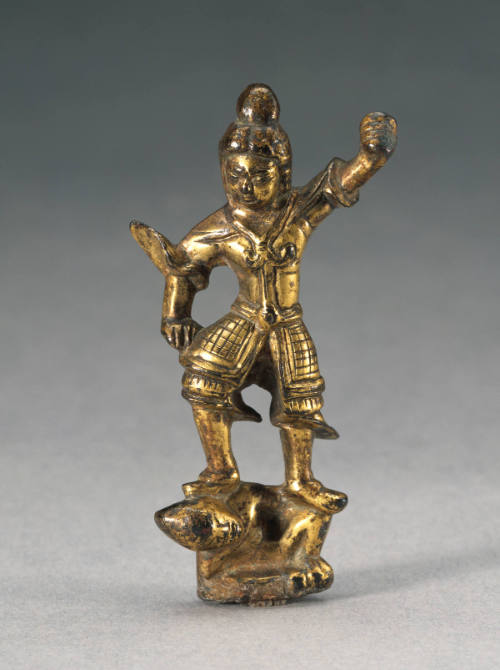 Guardian Figure in Full Armor on a Demon
