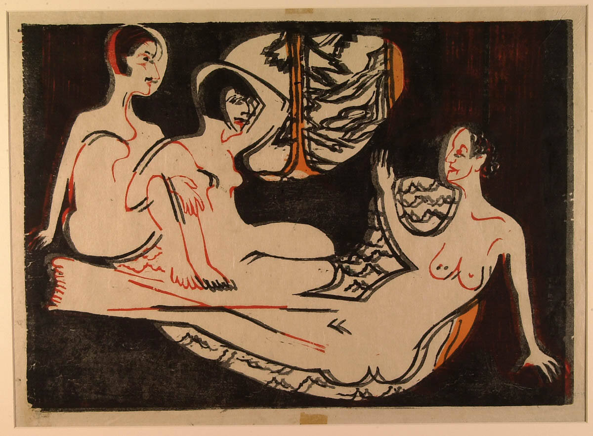 Three Nudes in Forest