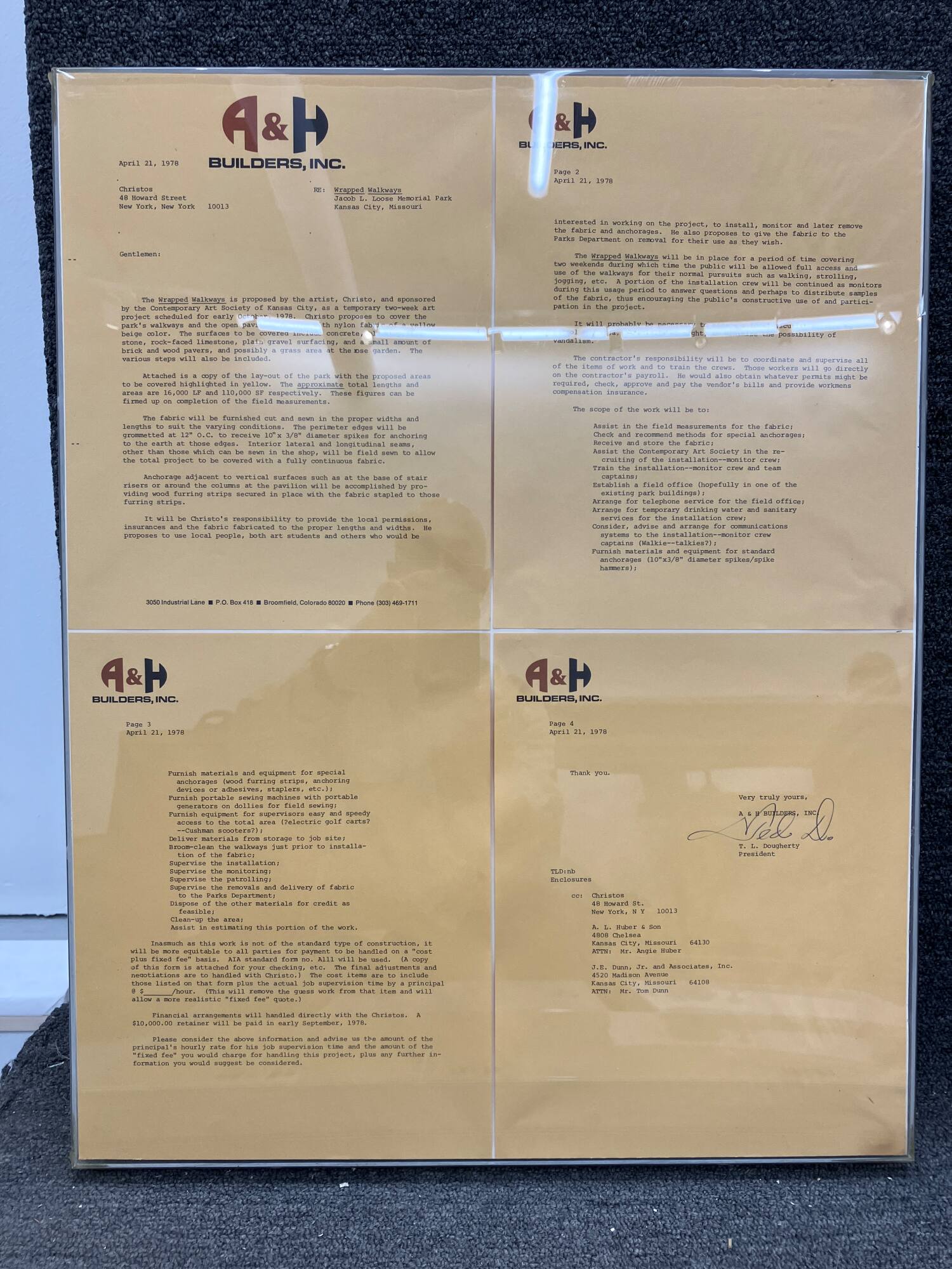 Letter from A&H Builders to Mr. and Mrs. Christo Javacheff (4 pages)