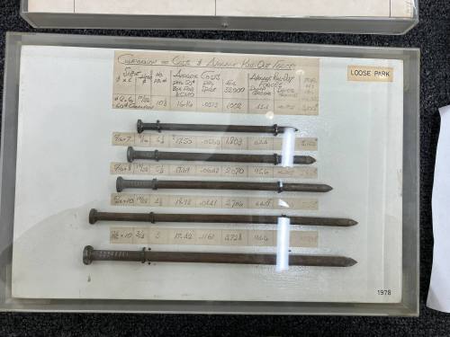Samples of steel spikes