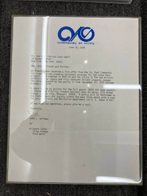 Letter from The Contemporary Art Society to Mr. and Mrs. Christo Javacheff