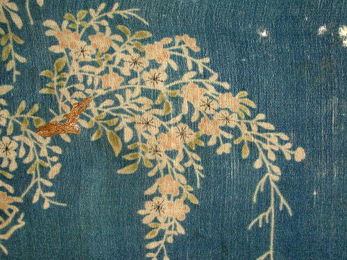 Fragment from kosode with design of weeping cherry