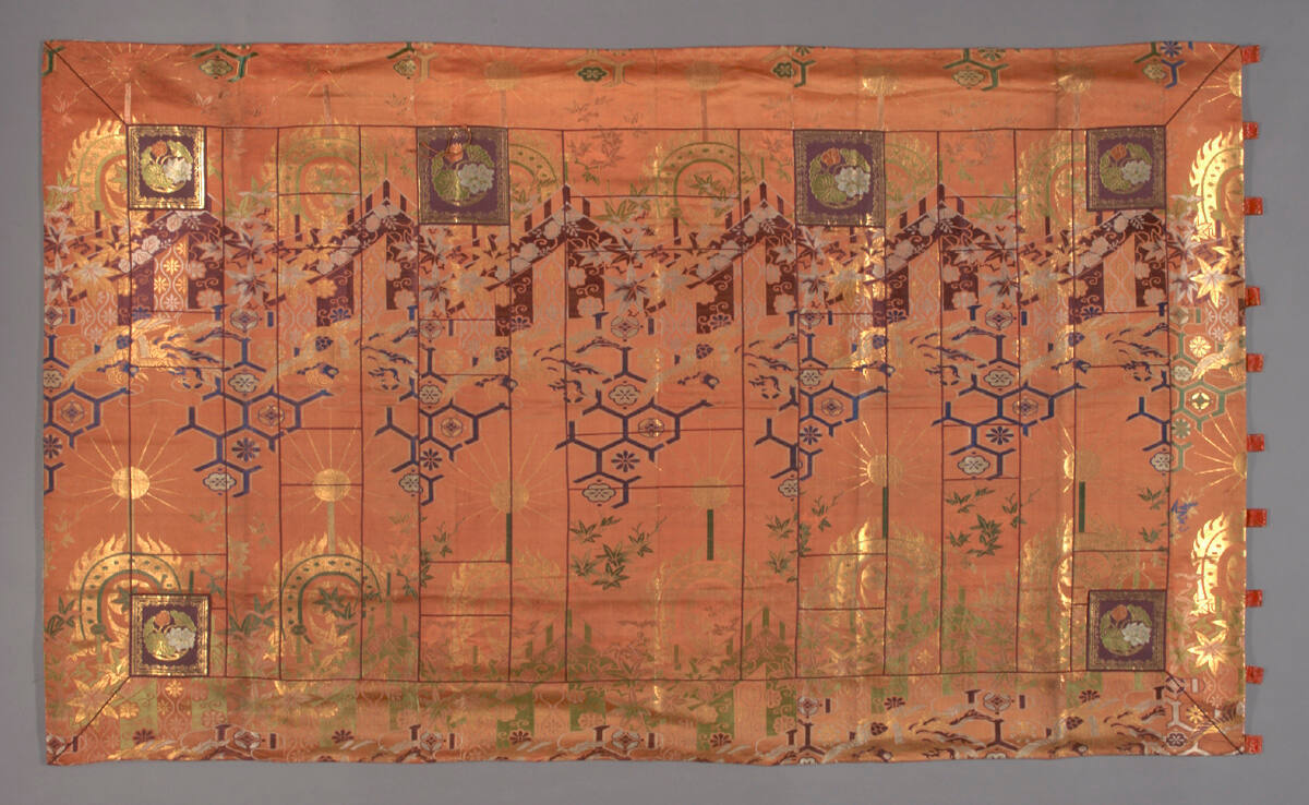 Seven column kesa with maple leaf (momijiga) design and phoenix and peony designs in shiten and niten