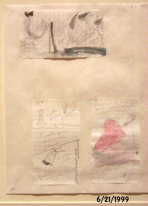 Notebook Page: Notes Toward a Sculpture in the Form of a Shuttlecock and Other Proposals for the Nelson-Atkins Museum, Kansas City, Missouri
