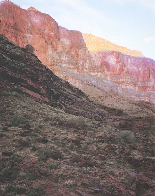 Panorama of Deer Creek Falls over Two Days and One Night, Grand Canyon, May 1, 2000