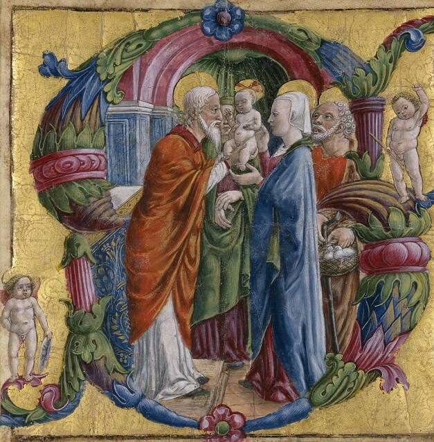 Initial "S" with the Presentation in the Temple