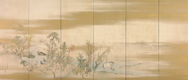 Spring and Autumn with Children Playing on the Seashore