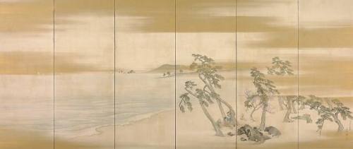 Spring and Autumn with Children Playing on the Seashore