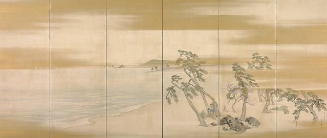 Spring and Autumn with Children Playing on the Seashore