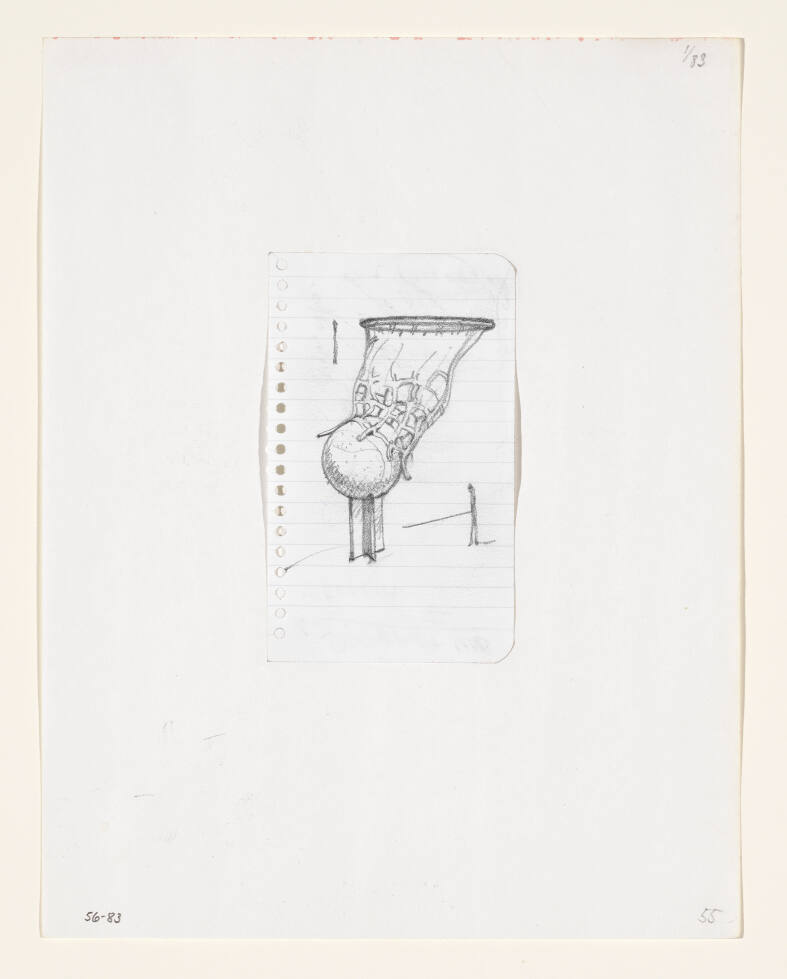Notebook page: Study for a Basketball Sculpture
