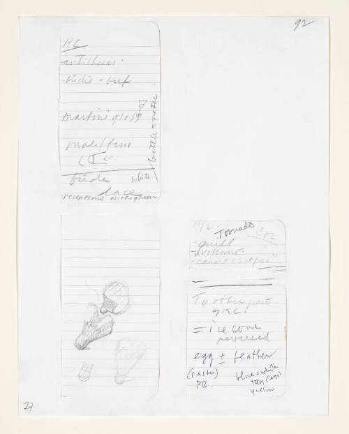 Notebook Page: Notes Toward a Sculpture in the Form of a Shuttlecock