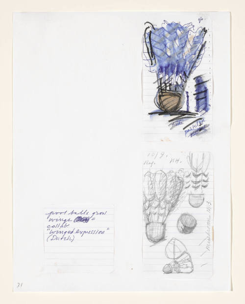 Notebook Page: Studies for a Sculpture in the Form of a Shuttlecock