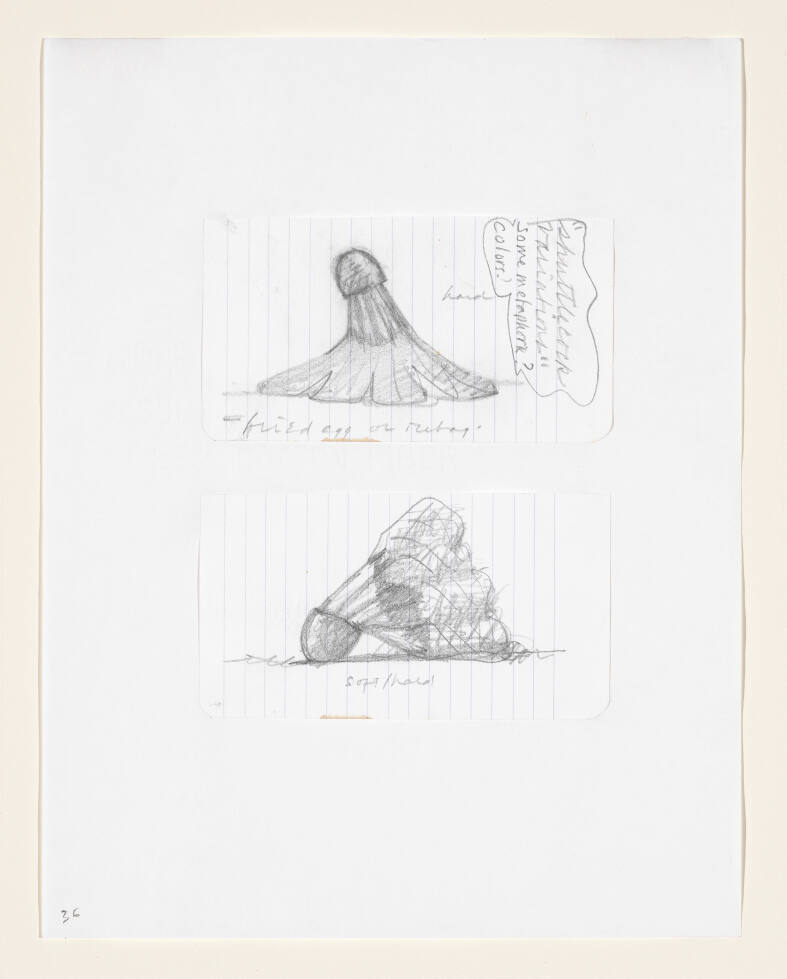 Notebook Page: Studies for Soft Shuttlecock Sculpture