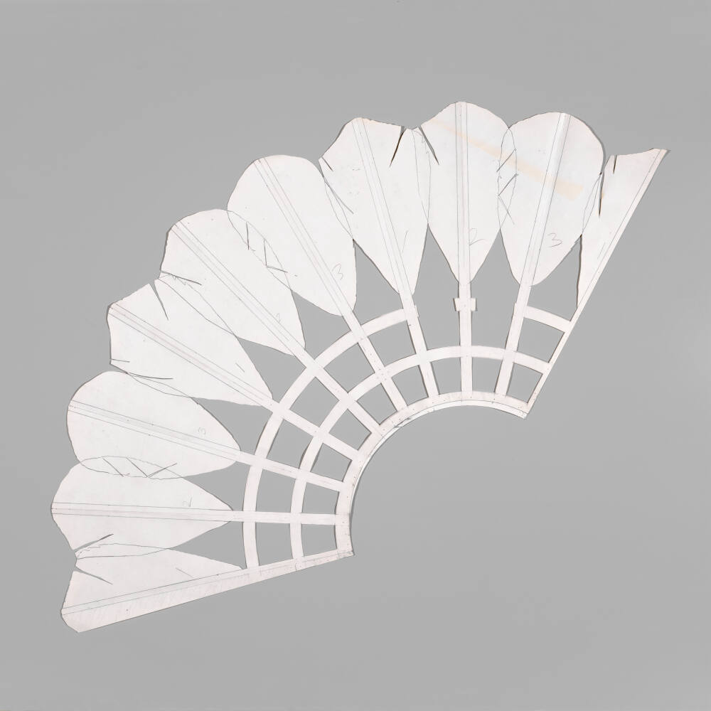Three Enlarged, Selected Feather Patterns Repeated Three Times in a Flattened Shuttlecock Structure