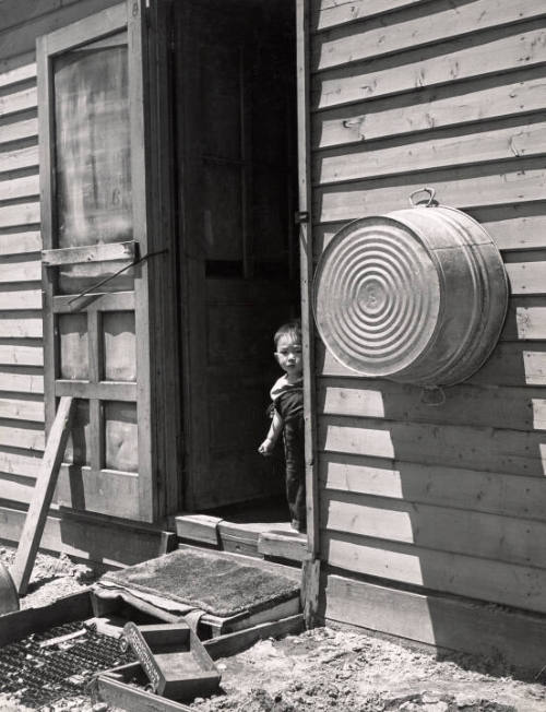 Untitled (Boy in Doorway of Camp Housing)