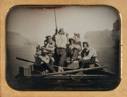 George Caleb Bingham's "Lighter Relieving a Steamboat Aground"