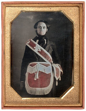 Portrait of Solomon N. Carvalho in fraternal apron