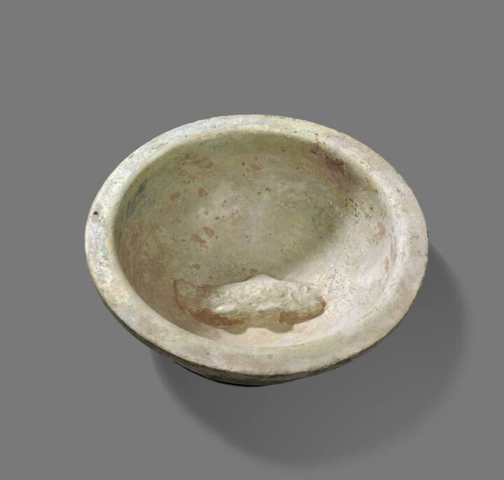 Cooking Pot with Fish in Relief on Interior