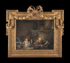 Greuze oil on canvas painting with gilded frame