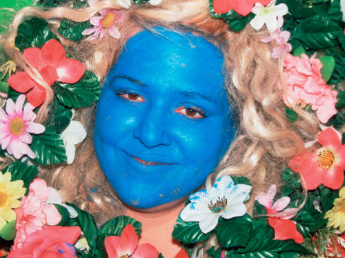 Untitled (Self-Portrait, Blue Face and Flowers)