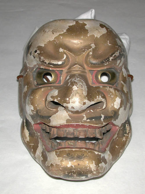 Nô mask of a demon god (Kishin; possibly the scowling face demon Shikami)