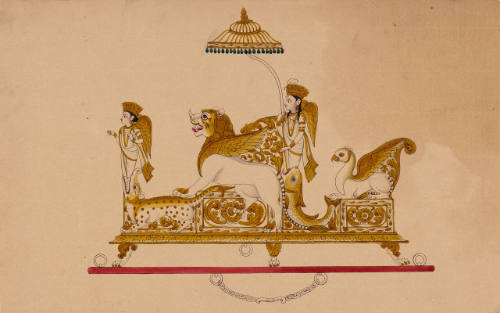 Design for a Howdah with Umbrella, Winged Figures and Animals from an Indian Workshop