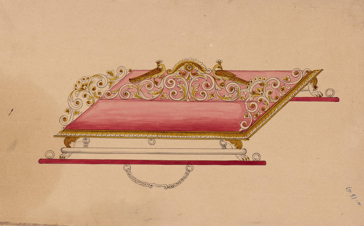 Design for a Divided Howdah with Peacocks from an Indian Workshop