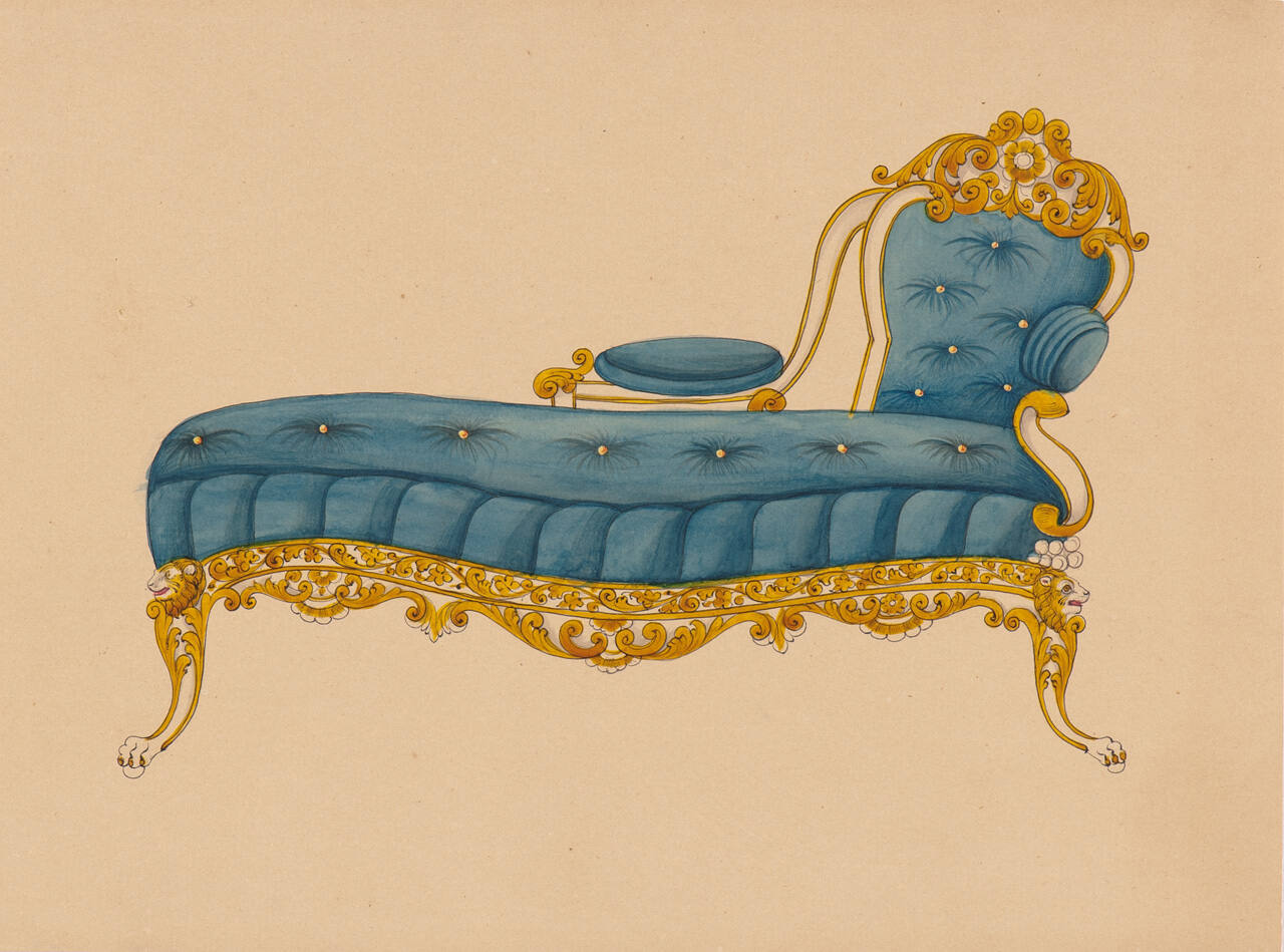 Design for a Victorian-Style Fainting Couch from an Indian Workshop