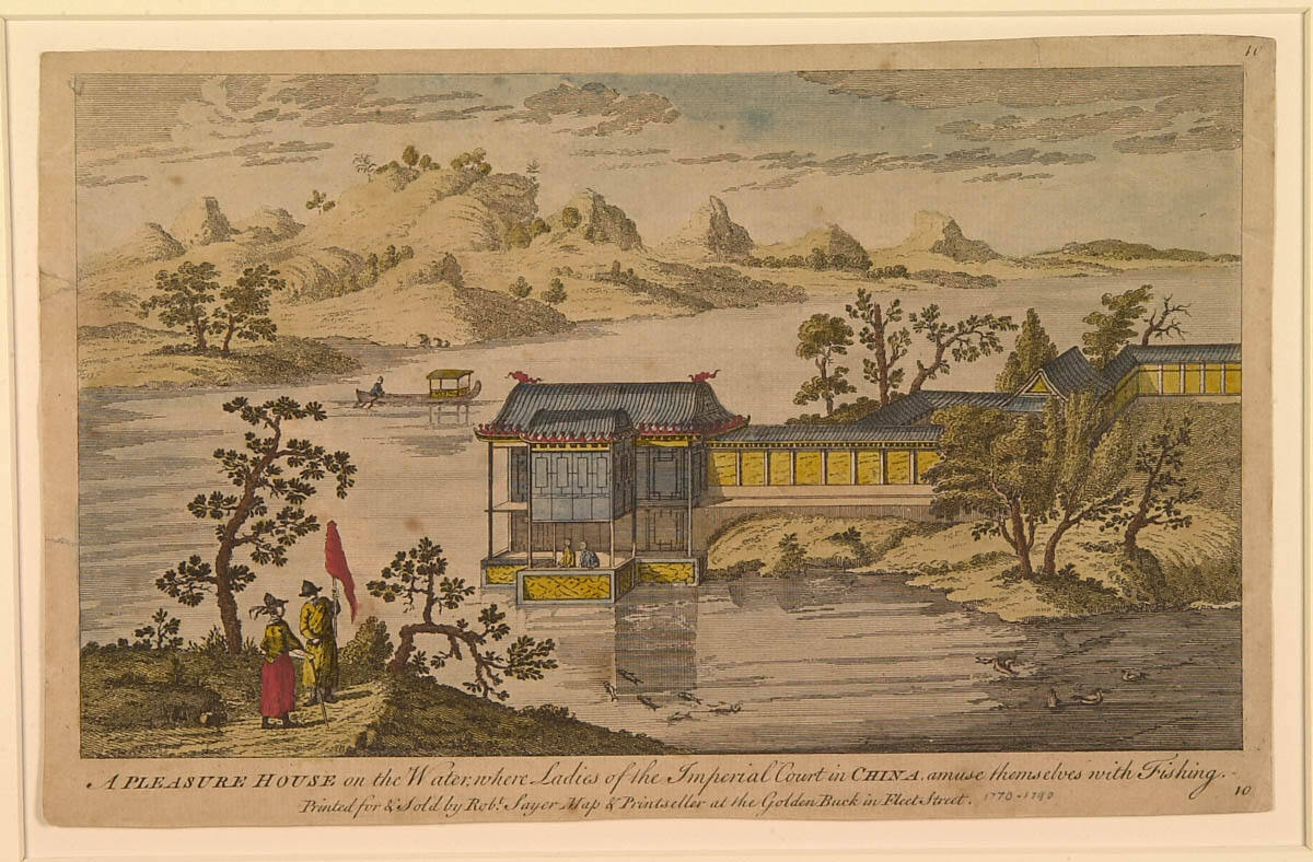 A Pleasure House on the Water, Where Ladies of the Imperial Court in China Amuse Themselves with Fishing