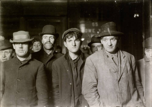 Midnight at the Bowery Mission Breadline in Depression and Winter