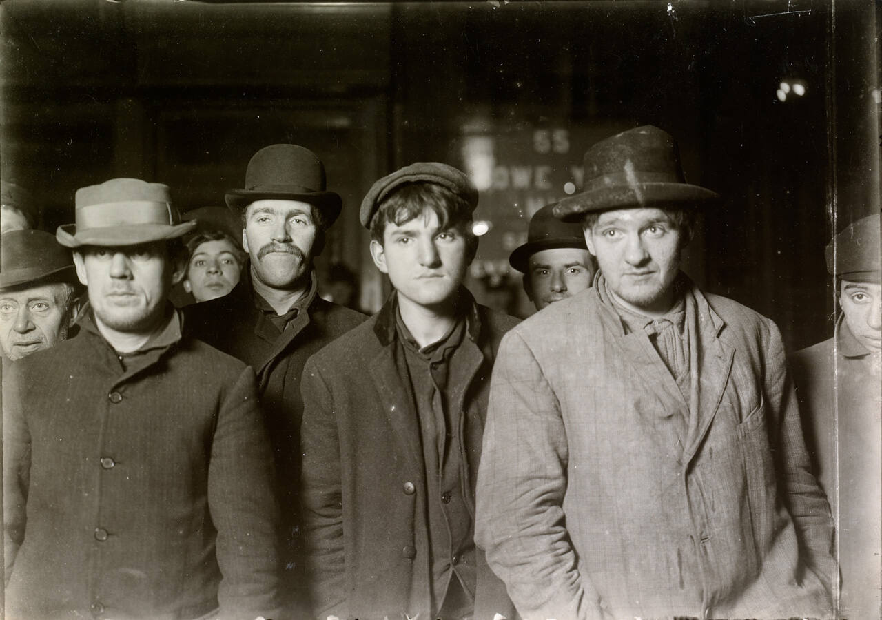 Midnight at the Bowery Mission Breadline in Depression and Winter