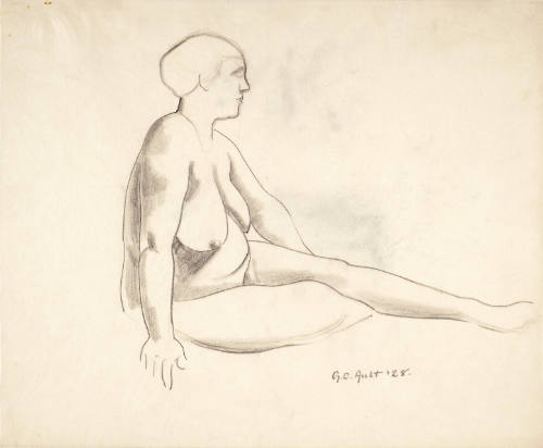 Untitled (seated nude woman w/legs extended, facing right)