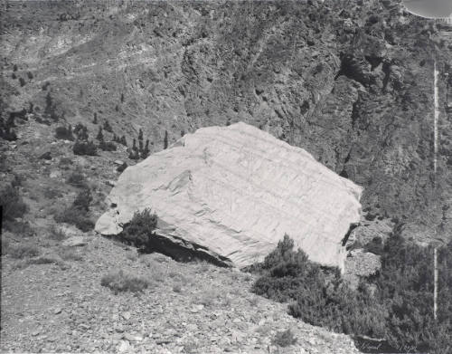 Prayer Carvings on a Displaced Boulder Near Marpha, Nepal