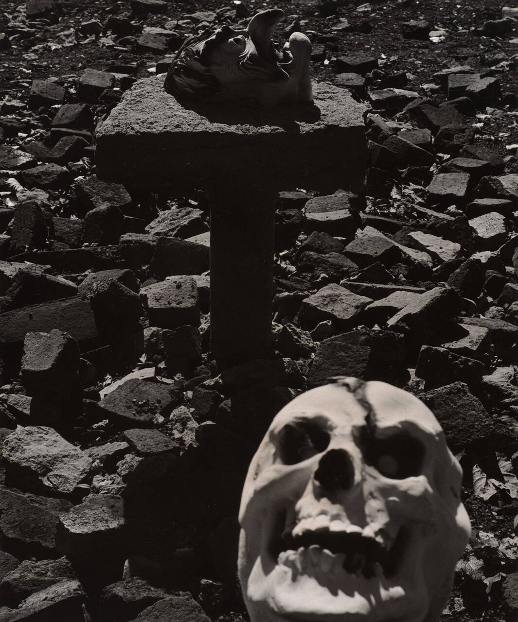 [Skull and masks outdoors]