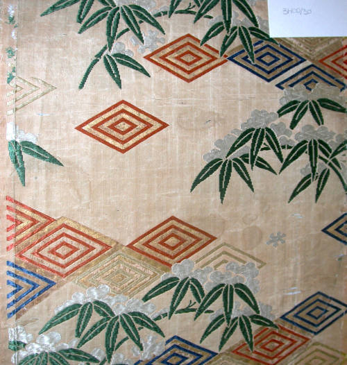 Fragment from Nō robe (karaori type) with lozenge and snowy bamboo design