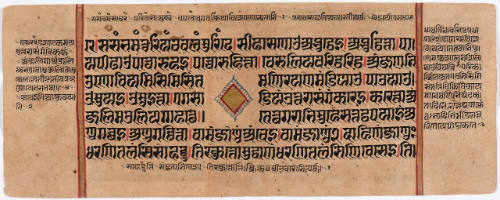 Jain Manuscript of the Kalpasutra and Kalakacavyakatha: recto; text, verso; Shaka (Indra) Worshipping the Embryo