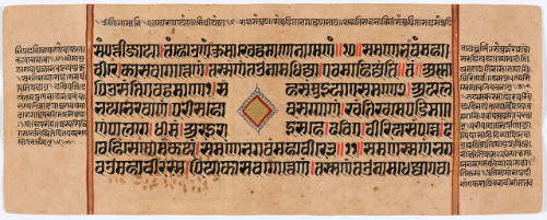 Jain Manuscript of the Kalpasutra and Kalakacavyakatha: recto; text, verso; painting of Mahavira and the Jealous God