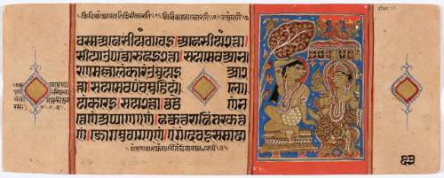 Jain Manuscript of the Kalpasutra and Kalakacavyakatha: recto; text, verso; painting of Mahavira's Diksha