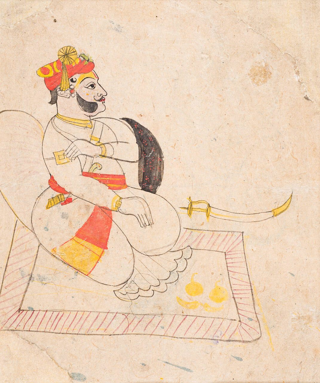Portrait of Maharana Bhim Singh of Udiapur, Mewar (recto); Ram Singh of Kotah on Horseback (verso)