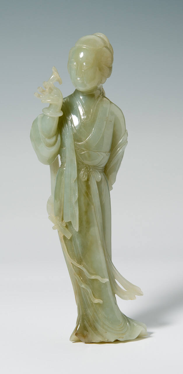 Standing Lady Holding Flower and Mirror