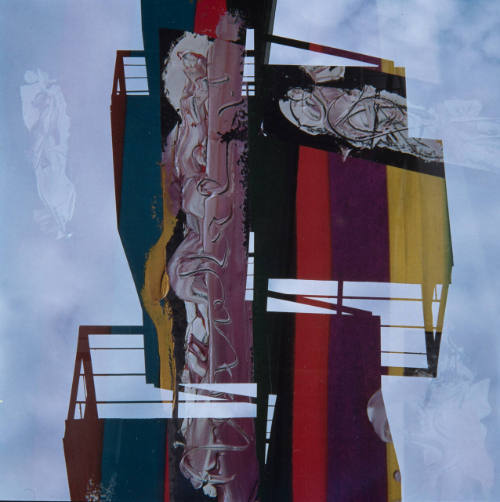 Untitled (abstraction with torquoise, pink, brown, red, green and yellow)