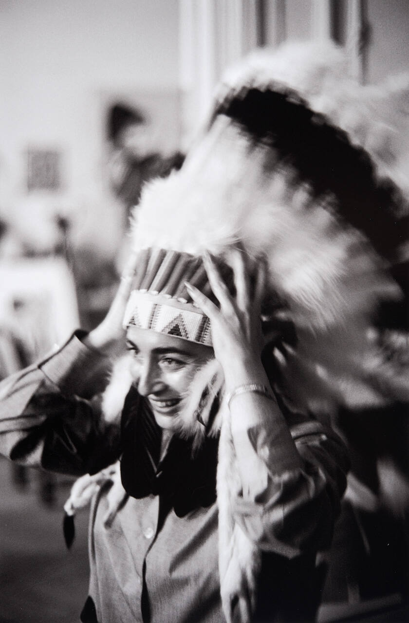 Jacqueline with American headress, gift to Picasso by Gary Cooper