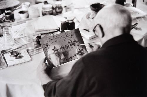 Picasso painting aquatint copper plates of the entire pageant of a Spanish bullfight. He made twenty seven in three hours.